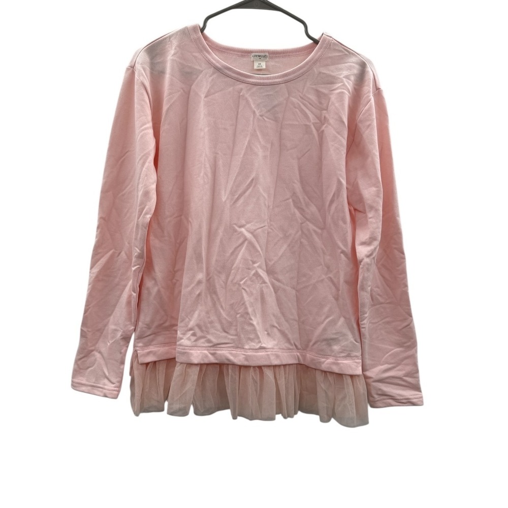 J. Crew Crewcuts NWT Factory Tulle Hem Top Girls Size 16 Pink Long Sleeve Casual